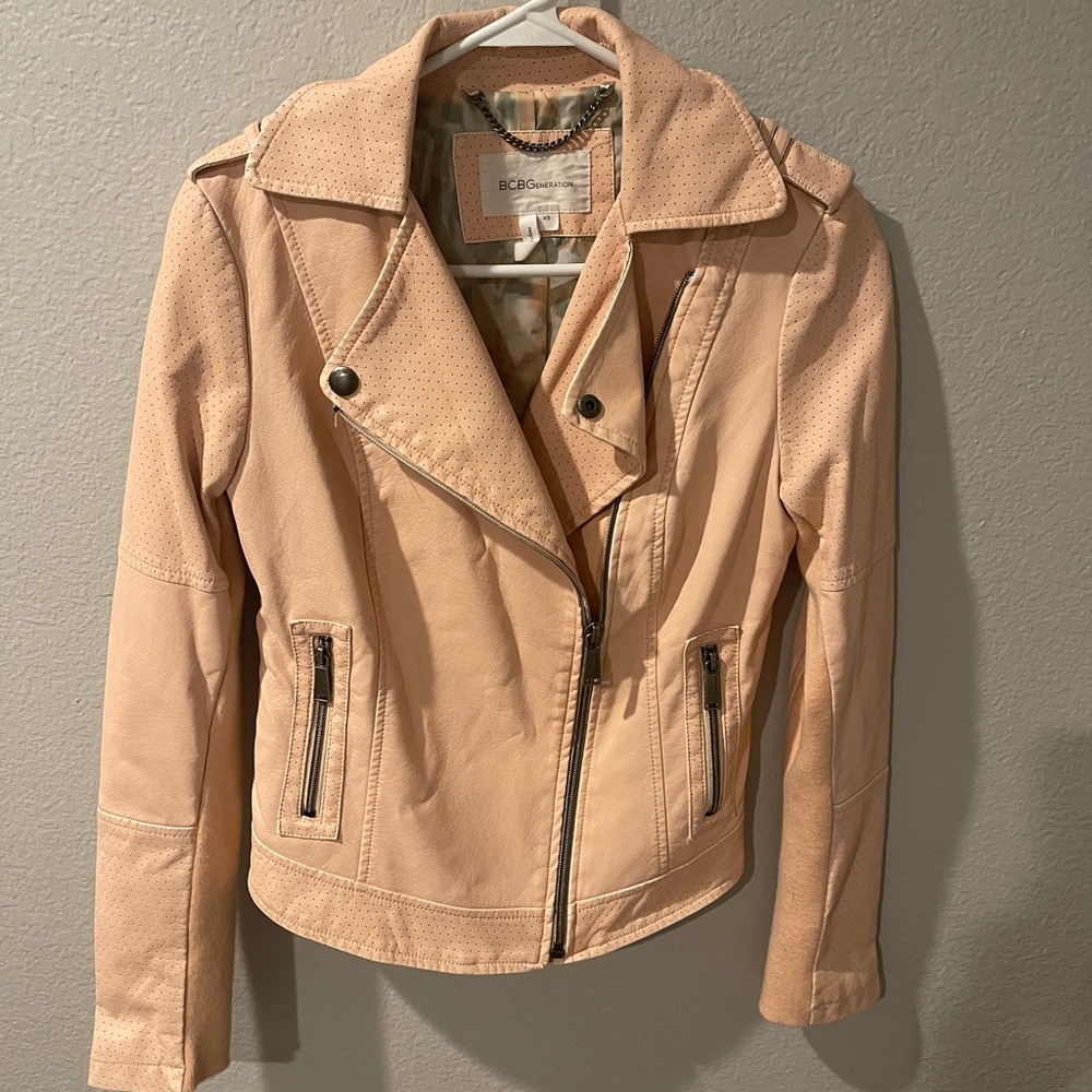 BCBG light pink faux leather jacket size S